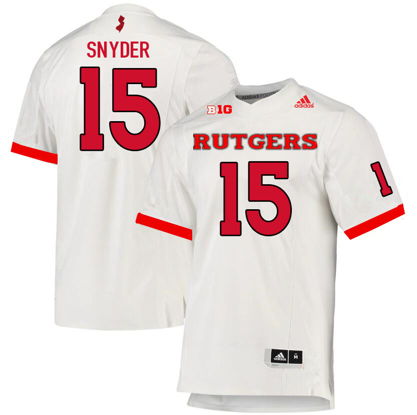 Men #15 Cole Snyder Rutgers Scarlet Knights College Football Jerseys Sale-White